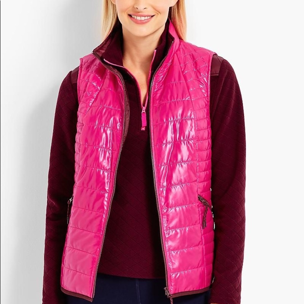 Talbots Quilted Cire Primaloft Vest Pink XS NWT